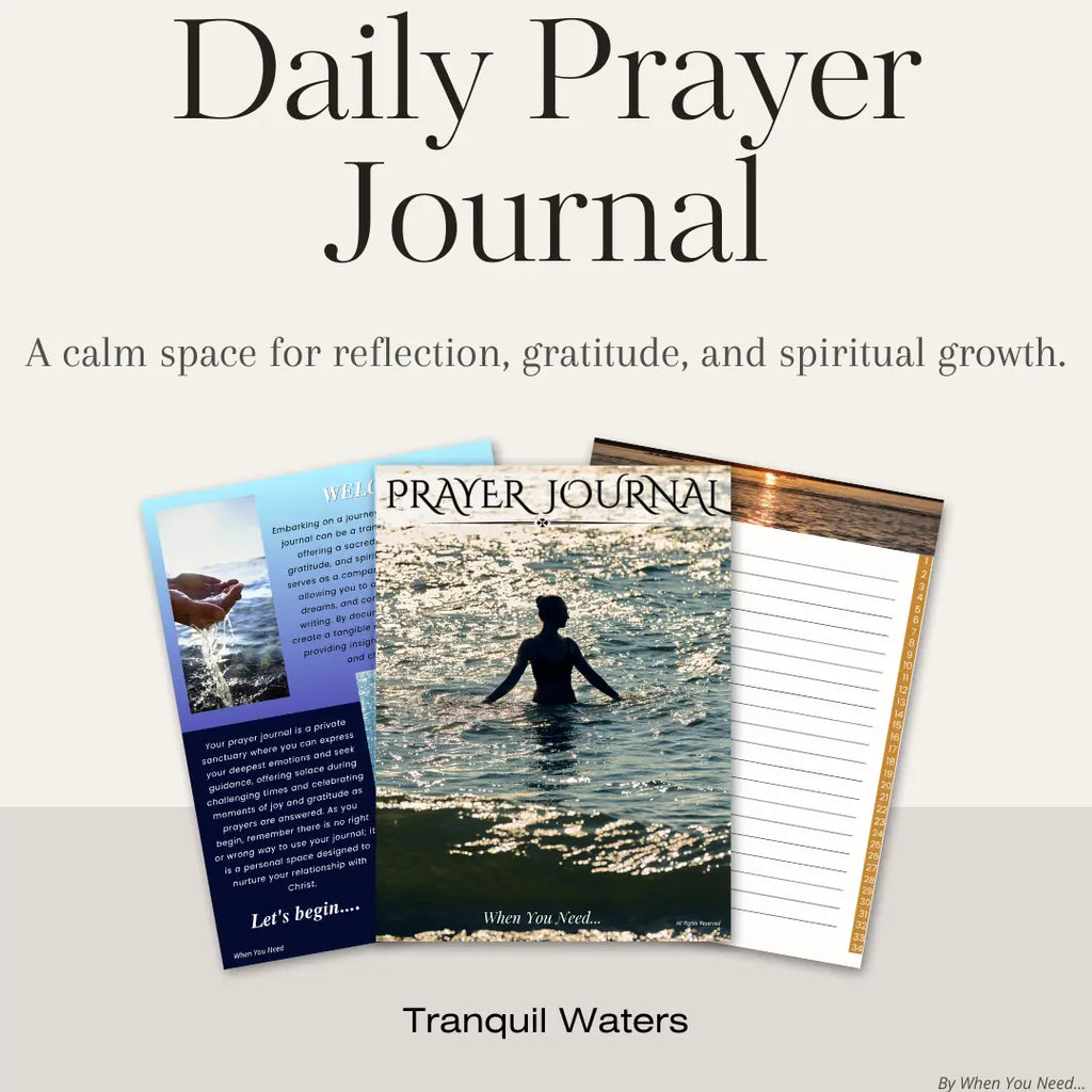 Prayer journal with a person in water design on a white background