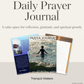 Prayer journal with a person in water design on a white background