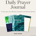 Daily Prayer Journal with green marble design on a white background