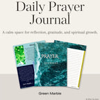 Daily Prayer Journal with green marble design on a white background
