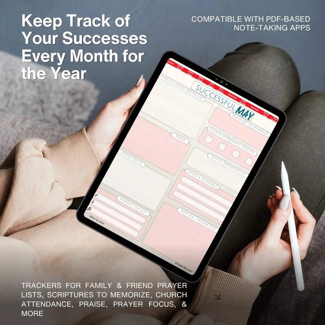 Person using a tablet with a digital planner app on a couch