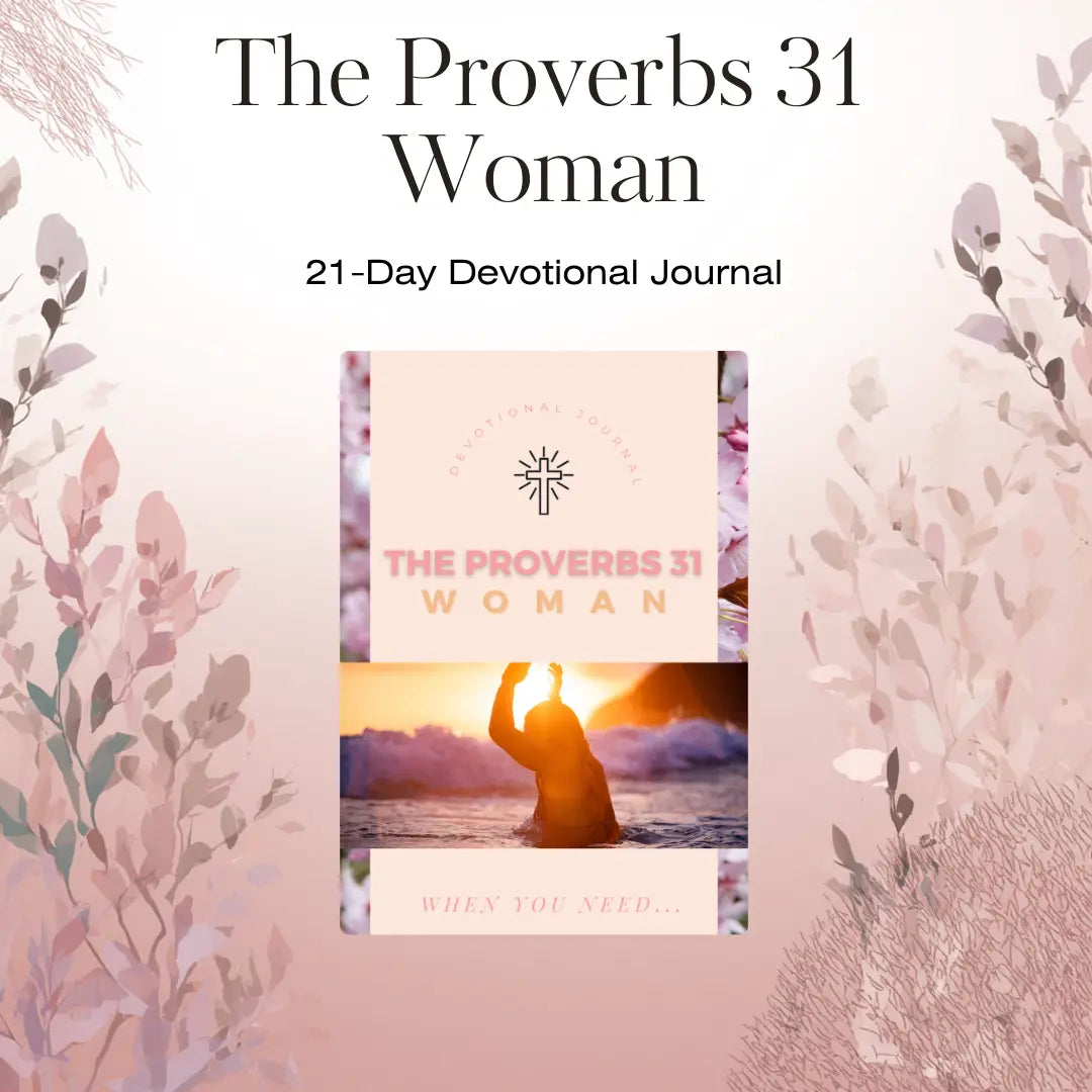 Cover of 'The Proverbs 31 Woman 21-Day Devotional Journal' with floral designs and a woman silhouette.