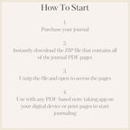 Instructions on how to start using a digital journal on a beige background